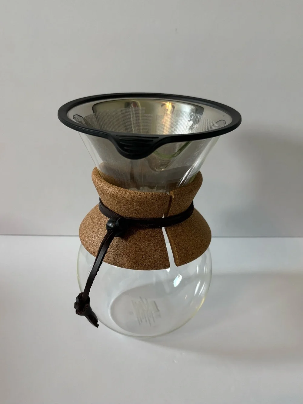 Bodum Glass Pour-Over Coffee Carafe with Cork Collar and Stainless Filter